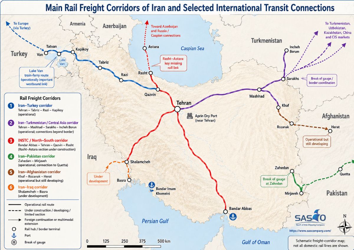 Main Rail Freight Corridors in Iran SASCO